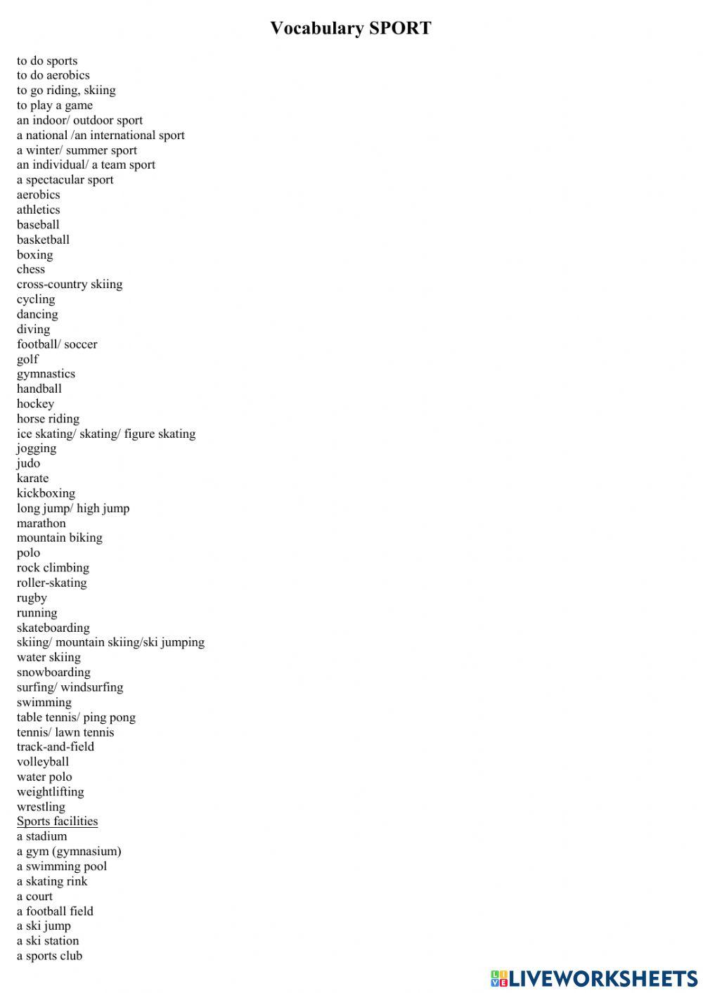 Sport  and Keeping fit