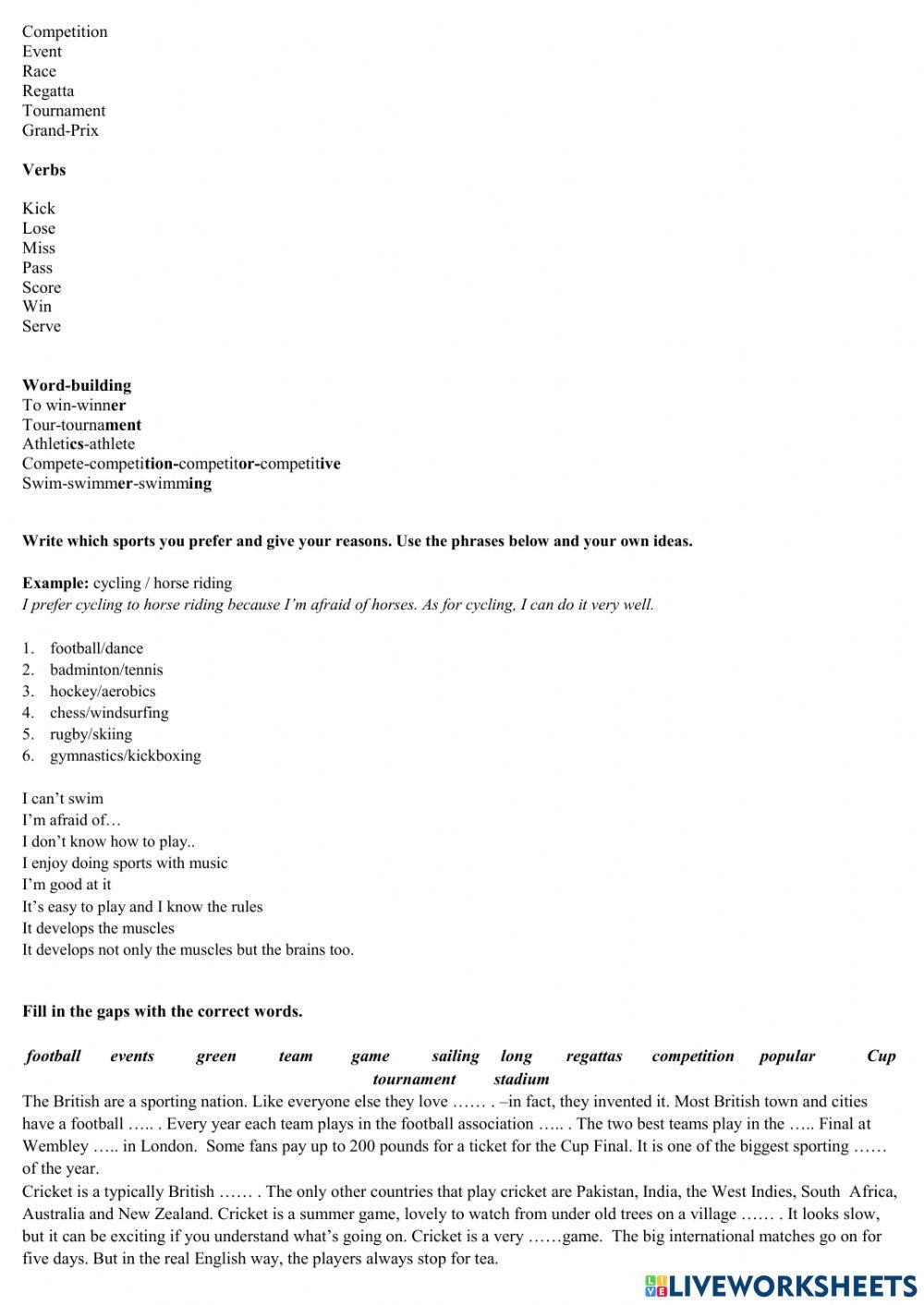 Sport  and Keeping fit