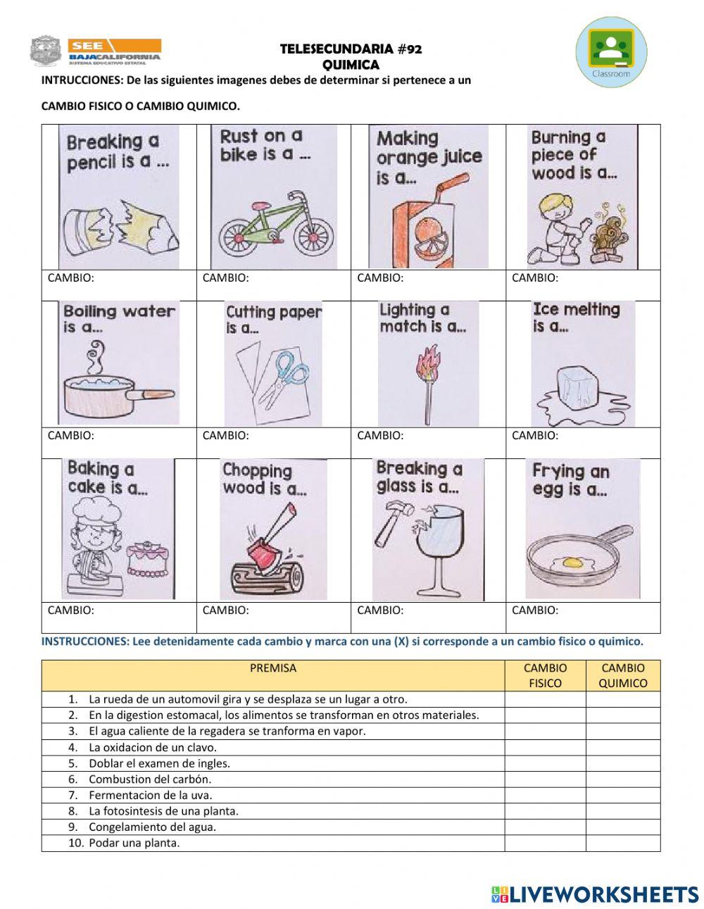 Cambios de la materia