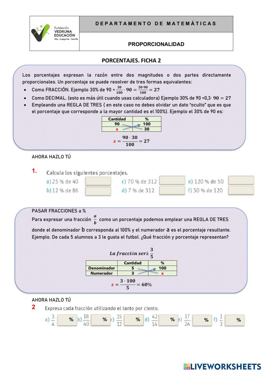 PROPORCIONAL 2. PORCENTAJES