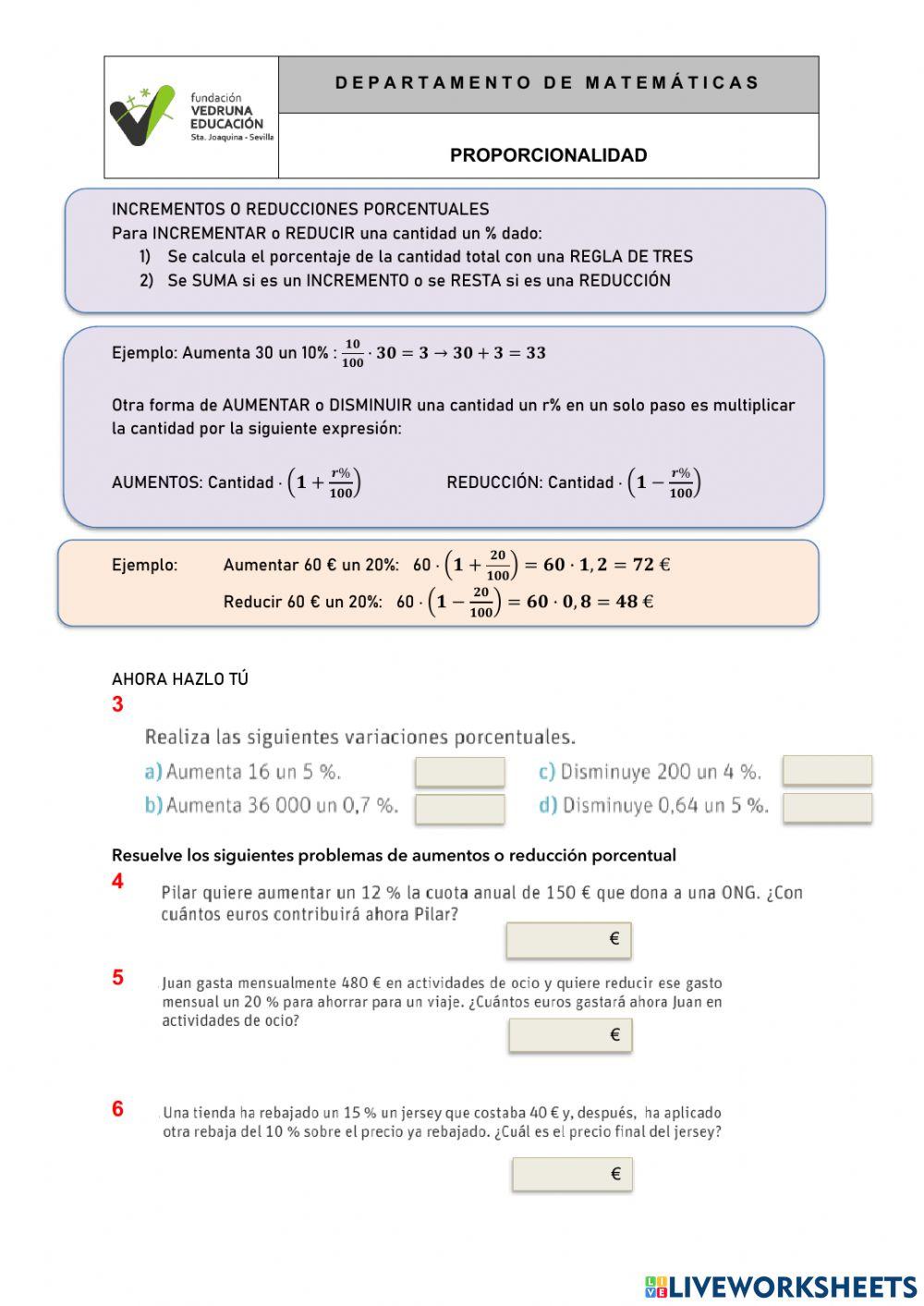 PROPORCIONAL 2. PORCENTAJES
