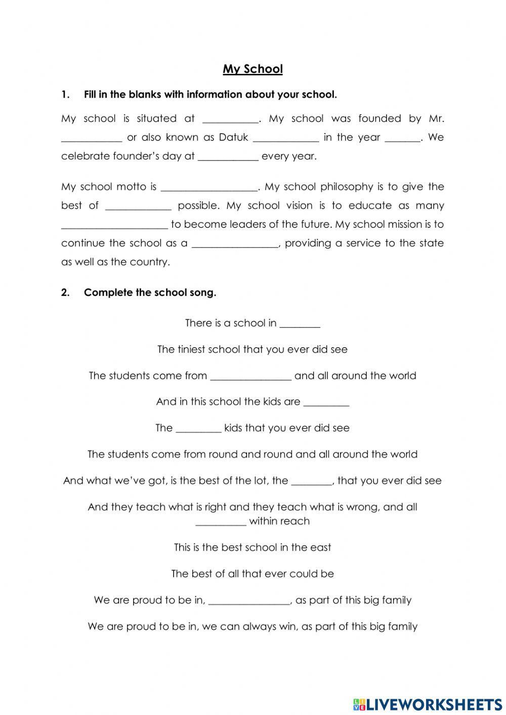 My School online exercise for Grade 3 4 5 6 Live Worksheets My School online exercise for Grade 3 4 5 6 Live Worksheets