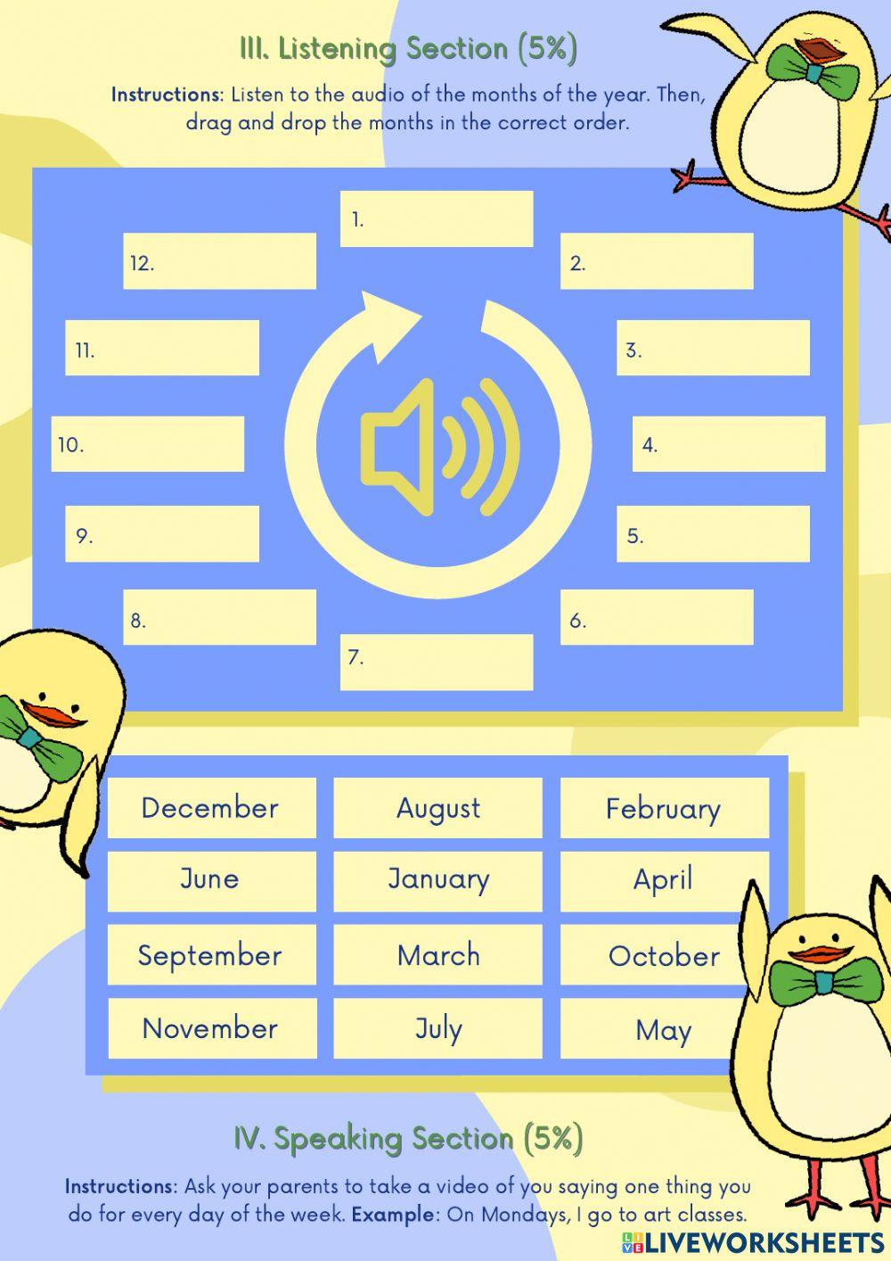 Days of the Week and Months of the Year