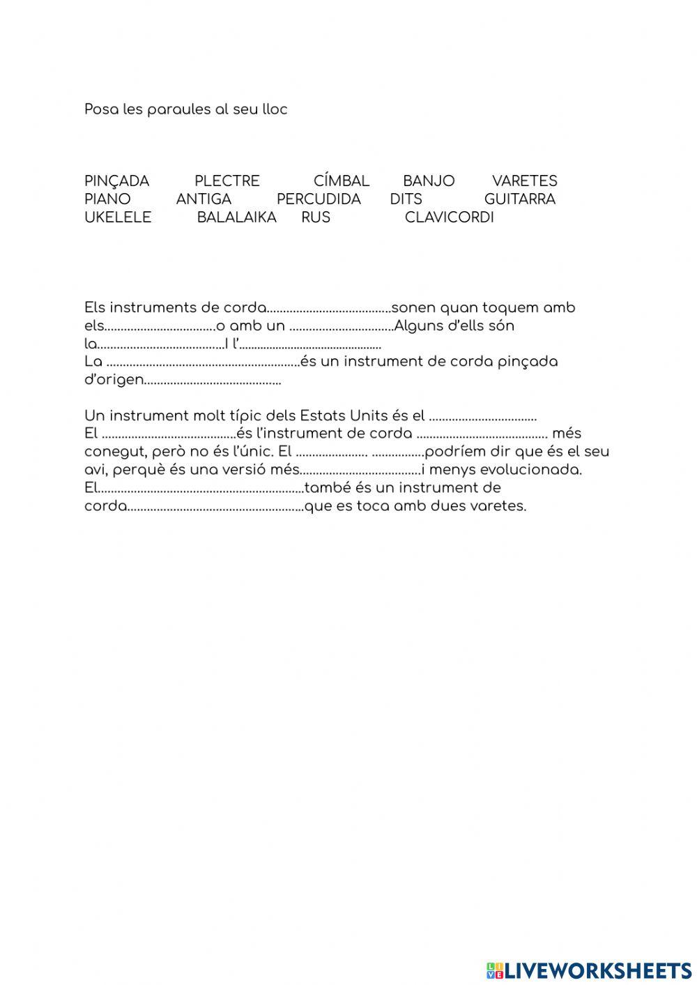 Instruments corda pinçada i percudida