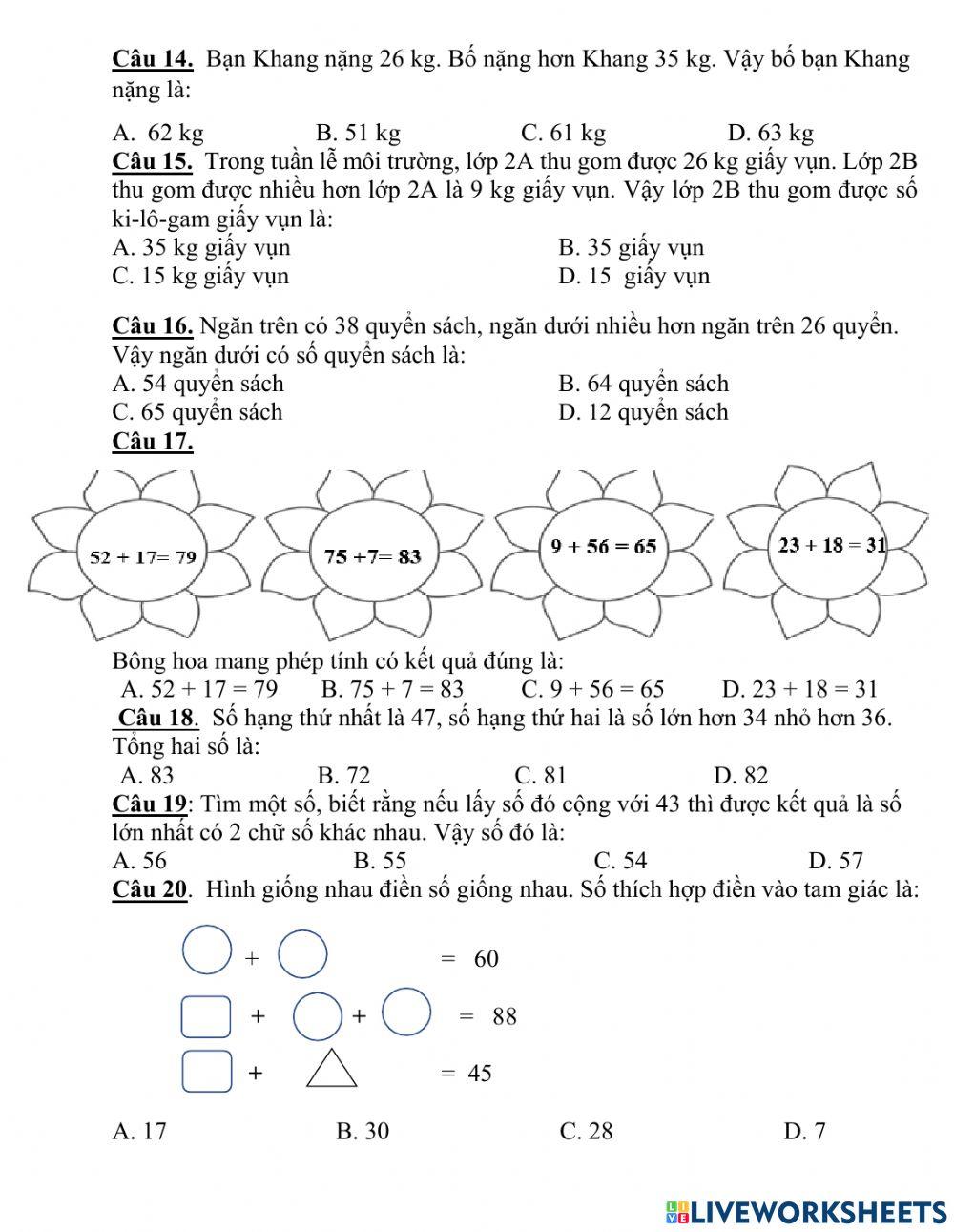 Đề ôn toán tuần 11
