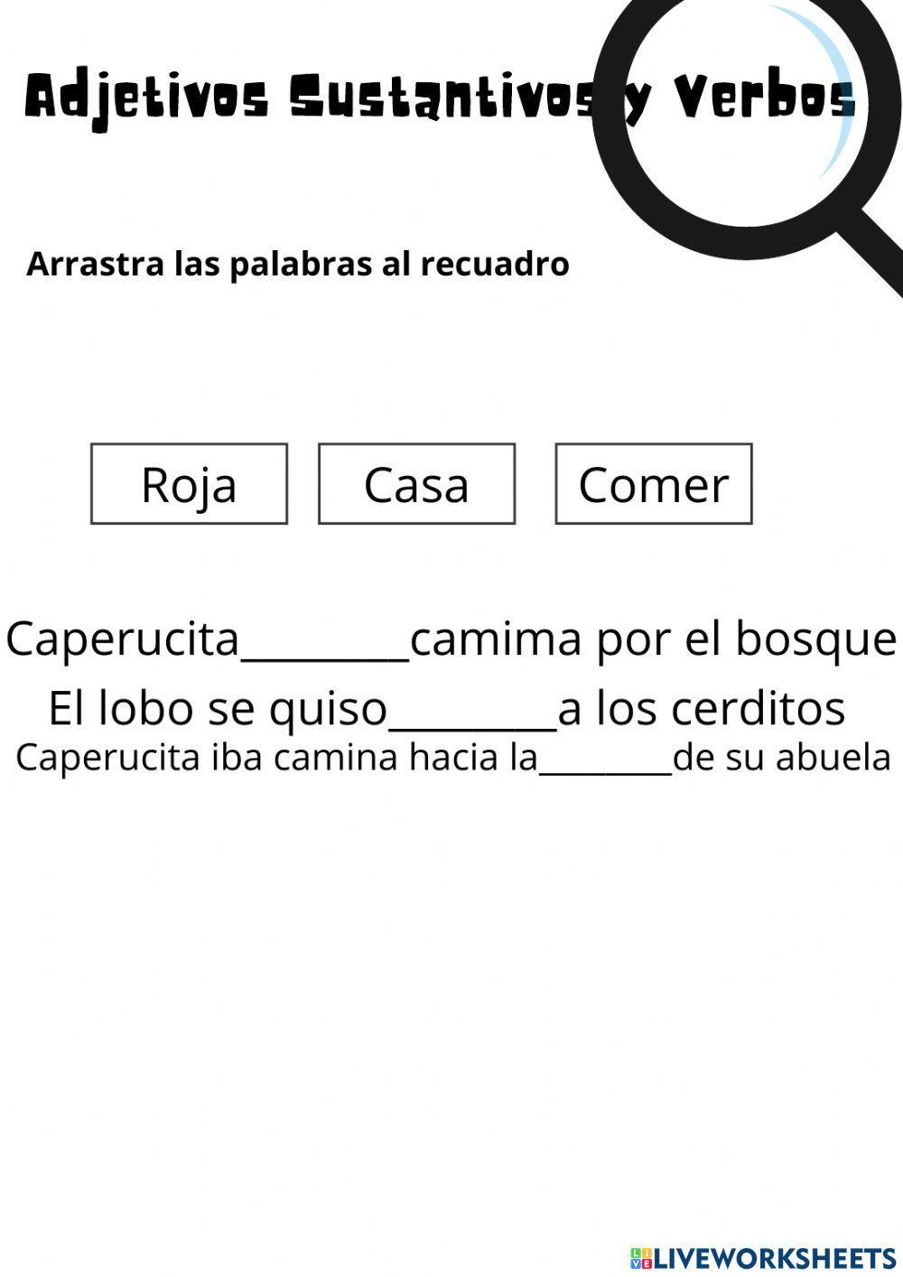Adejetivos,Verbos y sustantivos