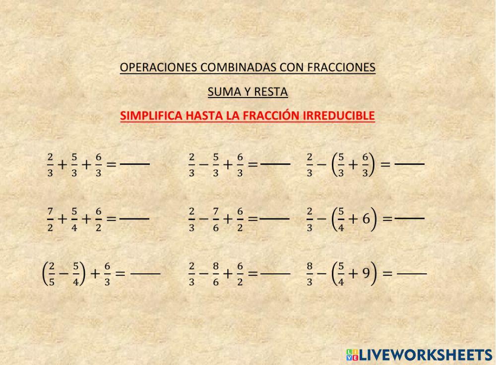 Suma y resta de fracciones