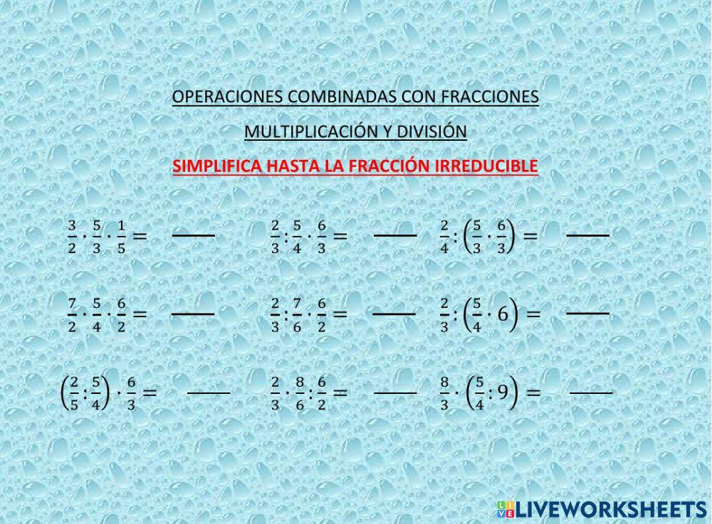 Multiplicación y división de fracciones