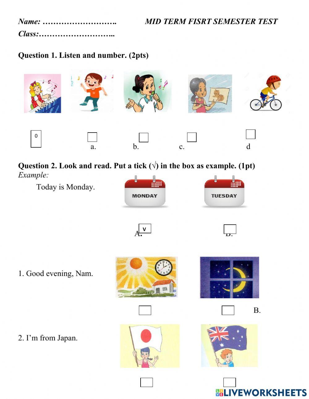 Mid-term Test Grade 4