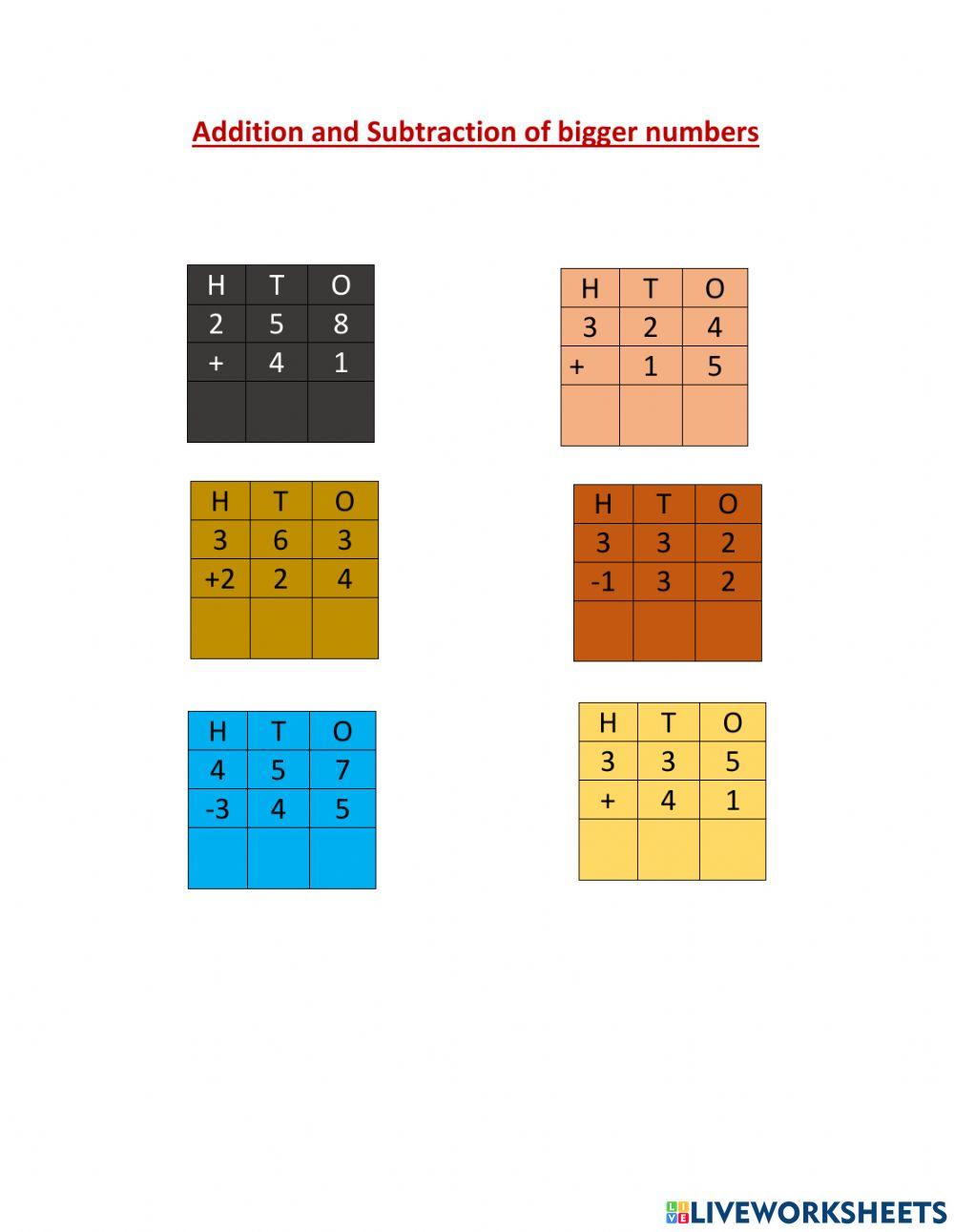 Addition and subtraction