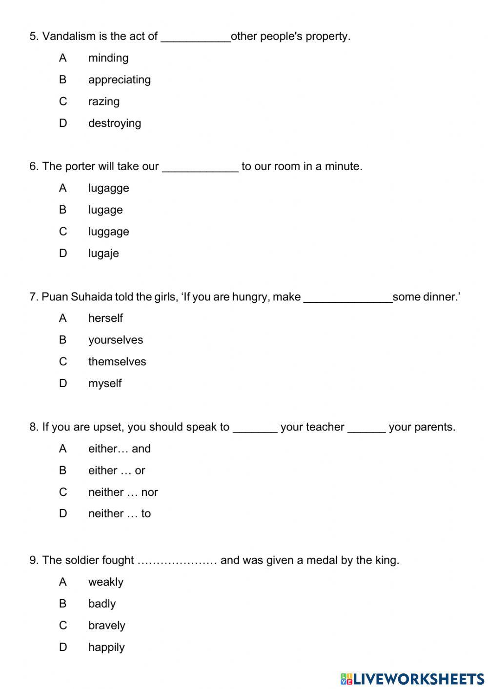 Year 6 English Quiz Competition 2021