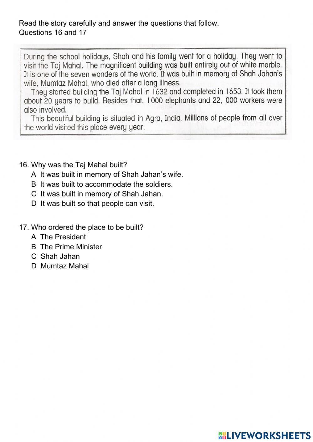 Year 6 English Quiz Competition 2021