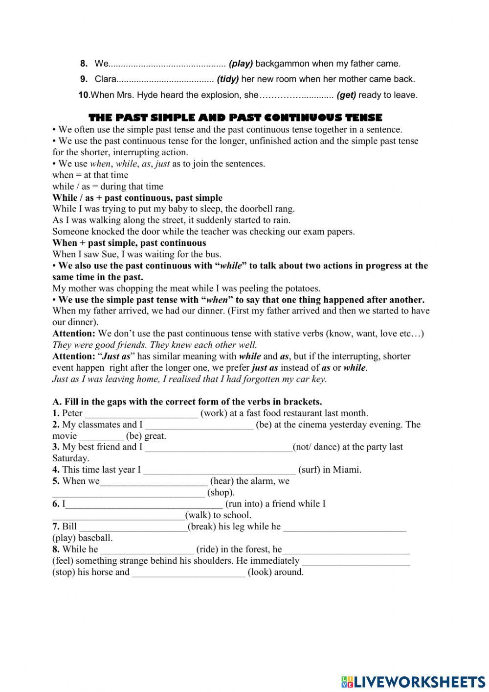 Past and past continuous tenses