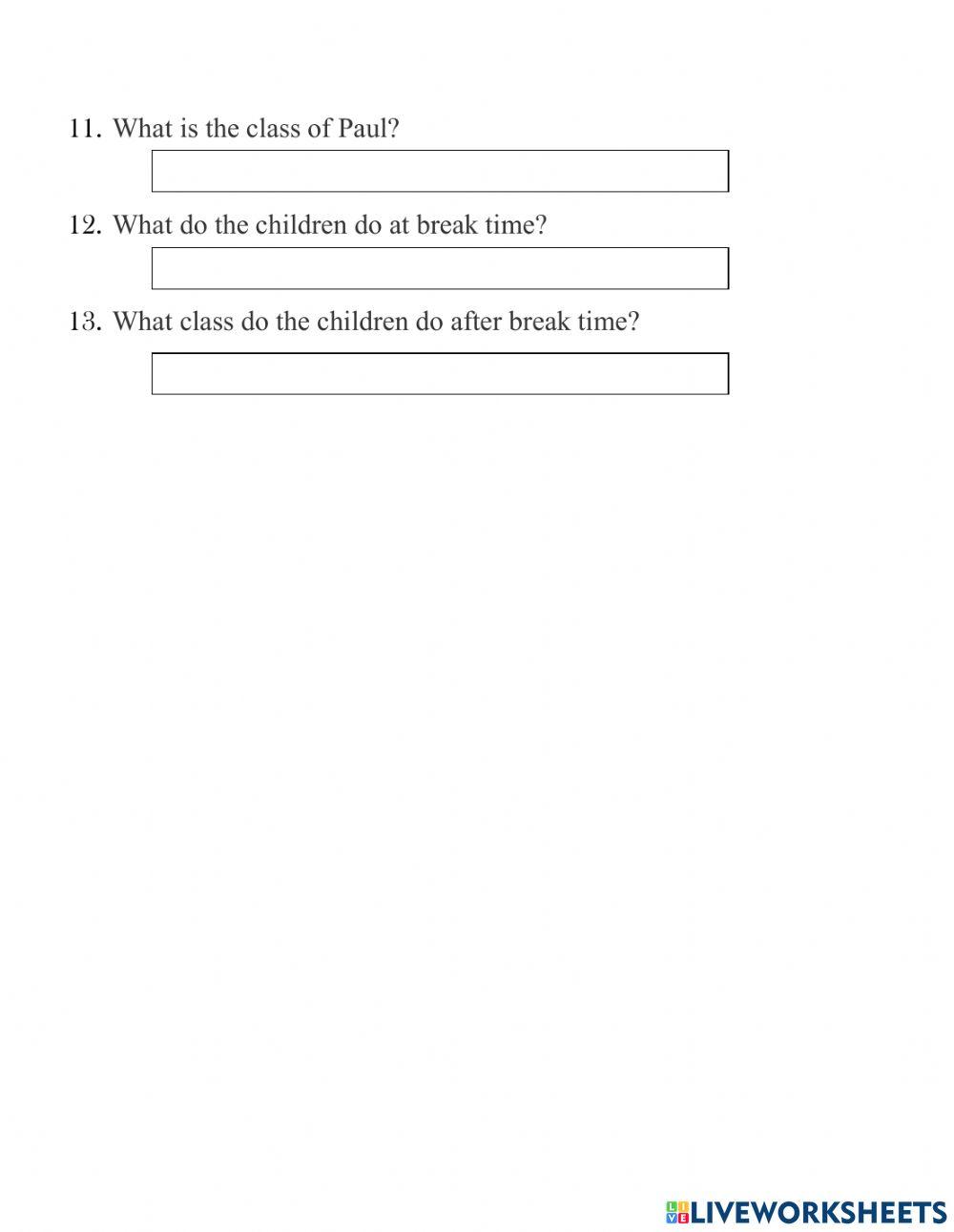 Kids 3a unit 1 reading worksheet