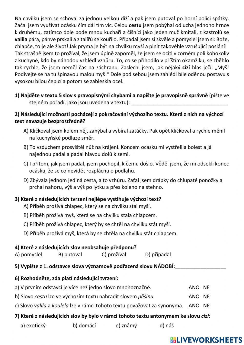 Práce s textem - V kuchyni