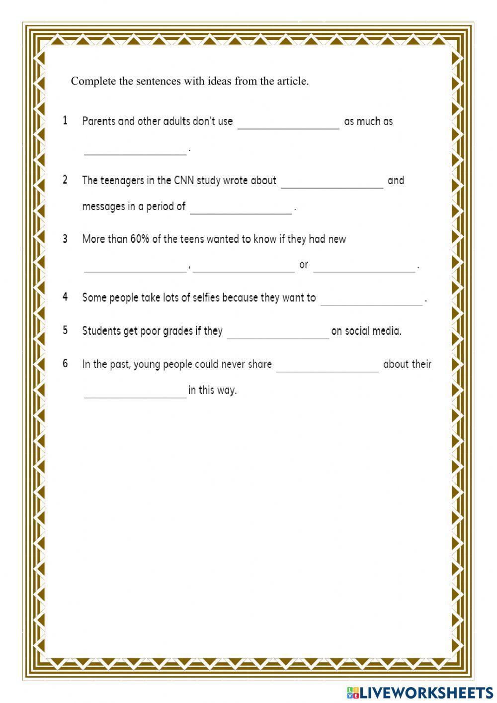 Living online: teens and social media