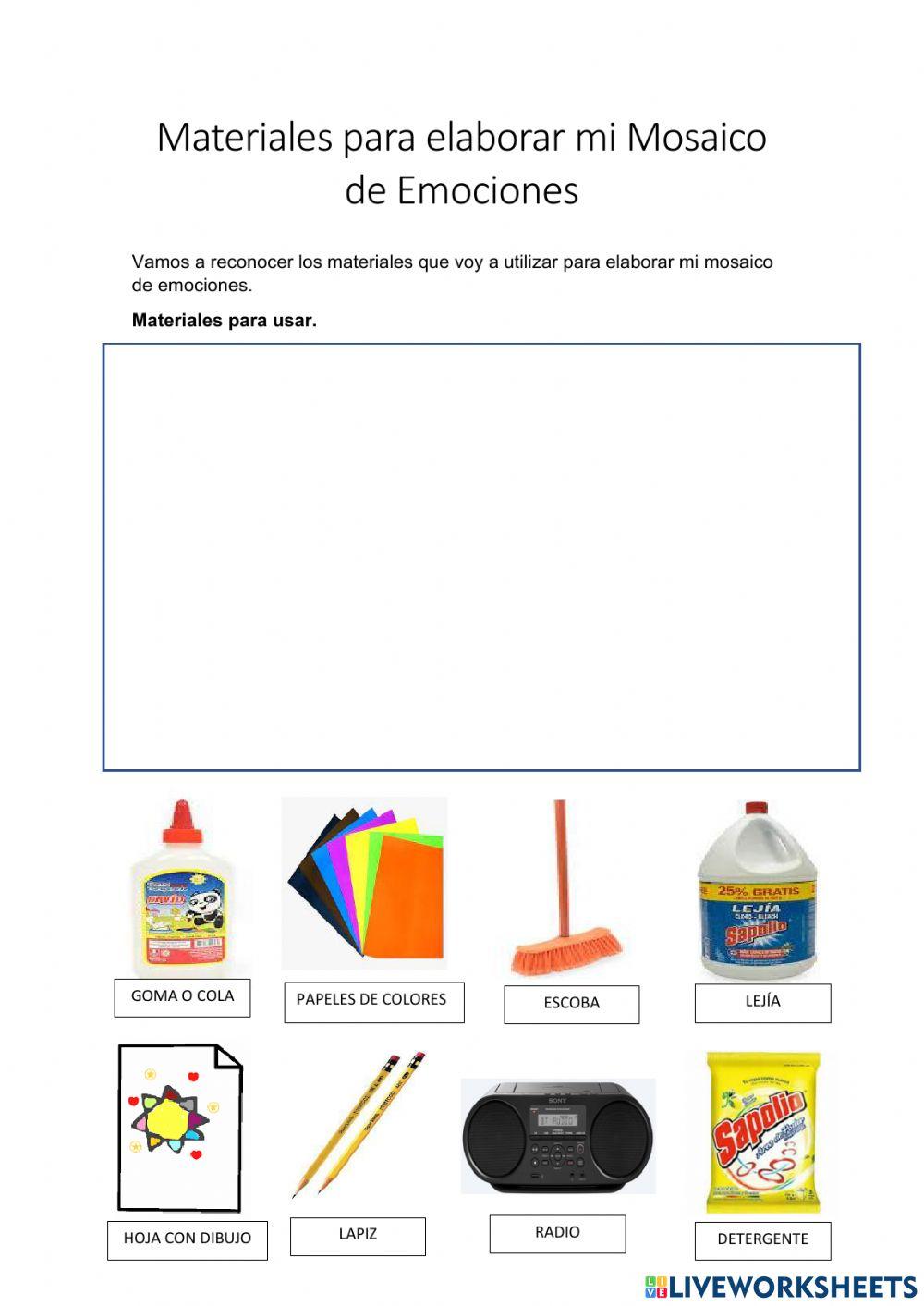 Materiales para elaborar mi Mosaico de Emociones