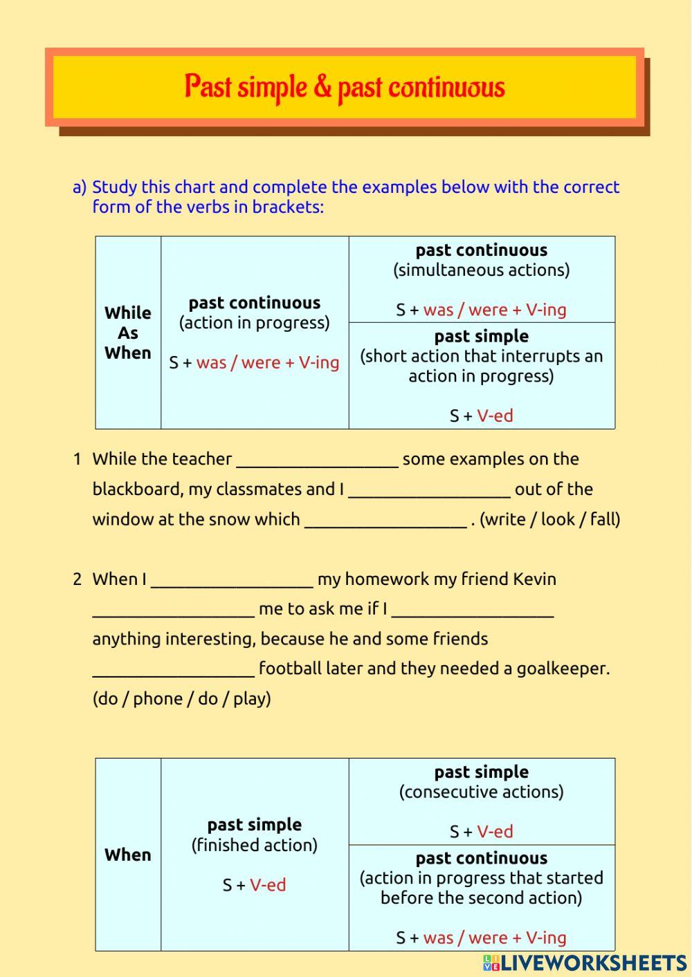 Past simple - past continuous with while, when