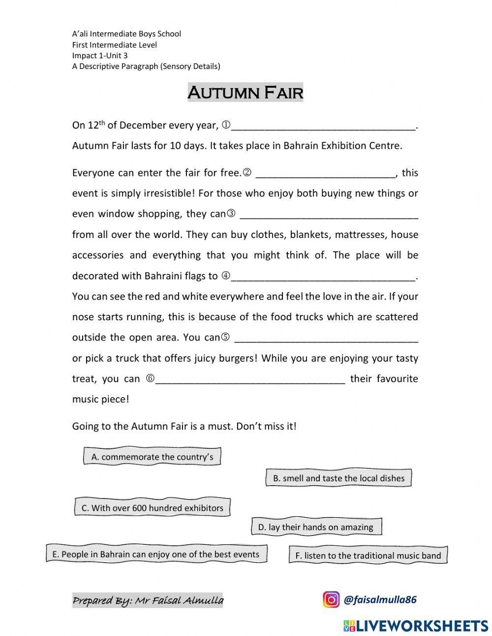Impact 1 - Unit 3 - Writing - (Sensory Details)