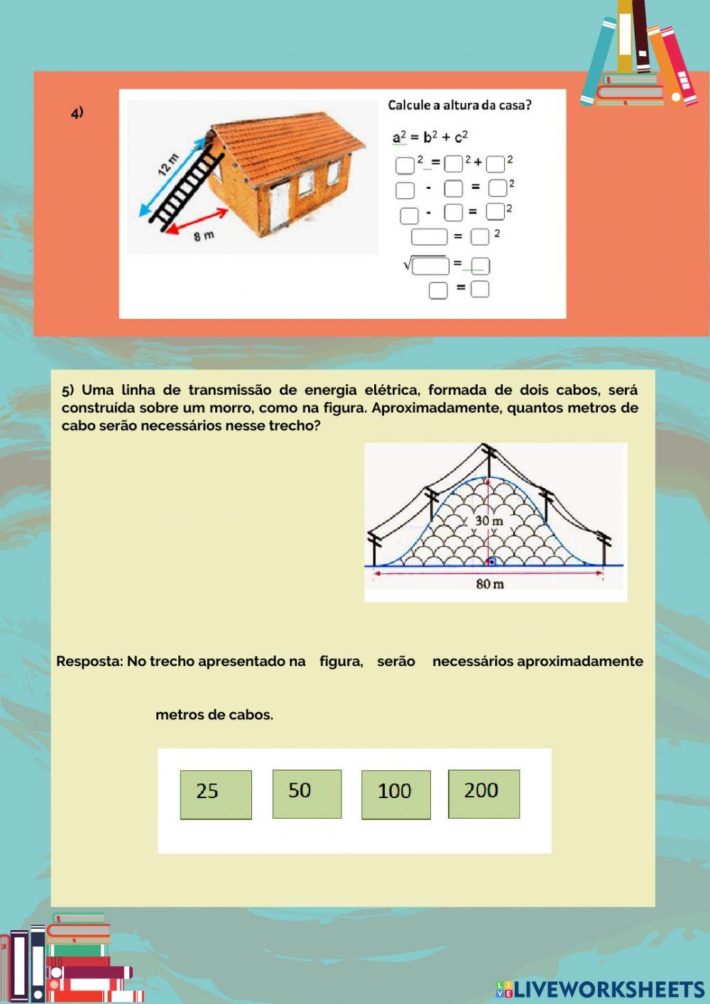 Teorema de Pitágoras e equação 2 grau