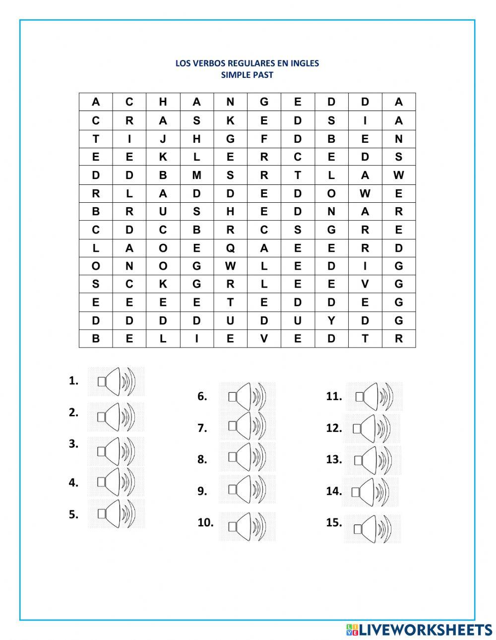 Los verbos regulares en ingles simple past