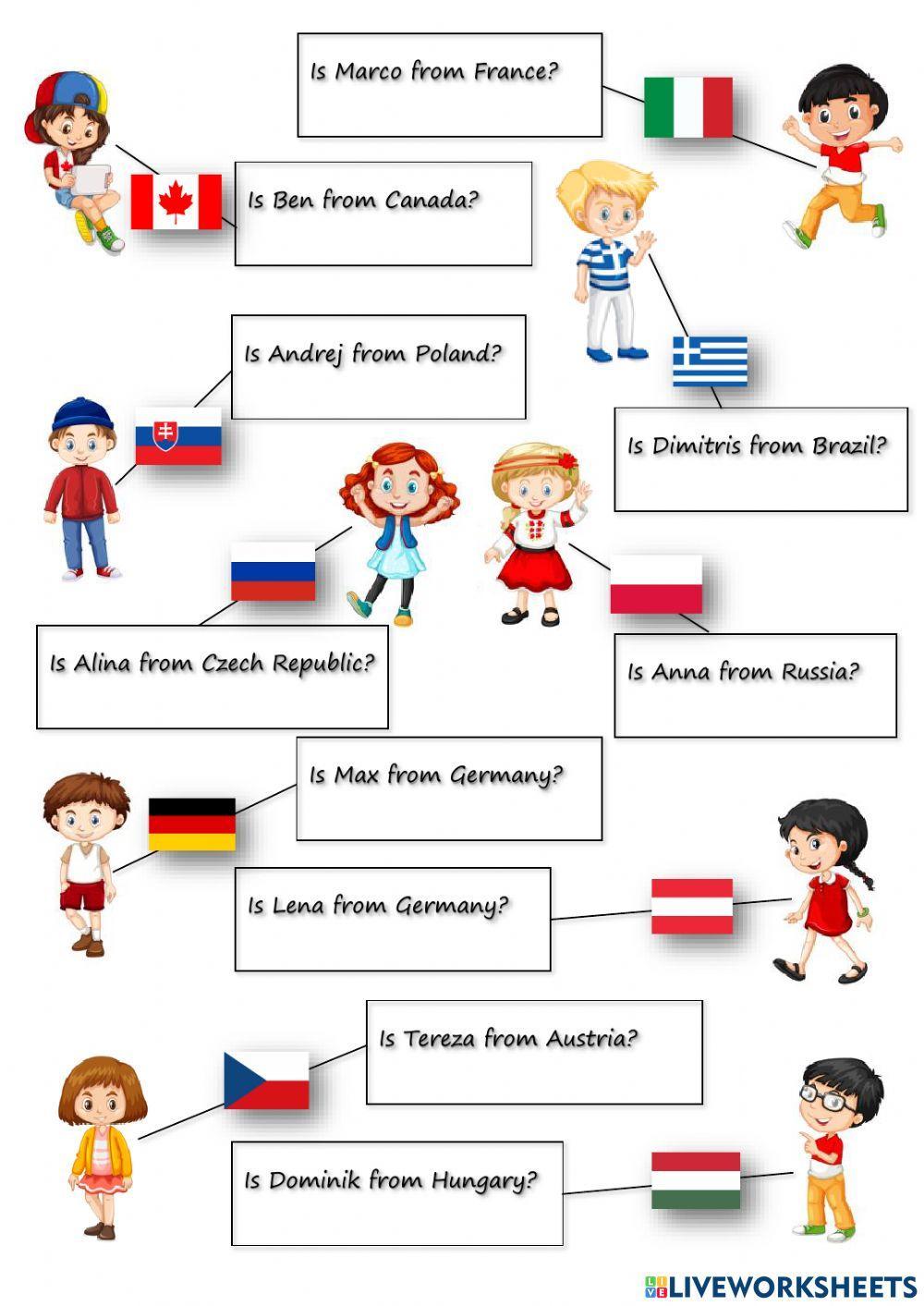 PROJECT 1 Unit 2A - WHERE ARE YOU FROM? (countries)