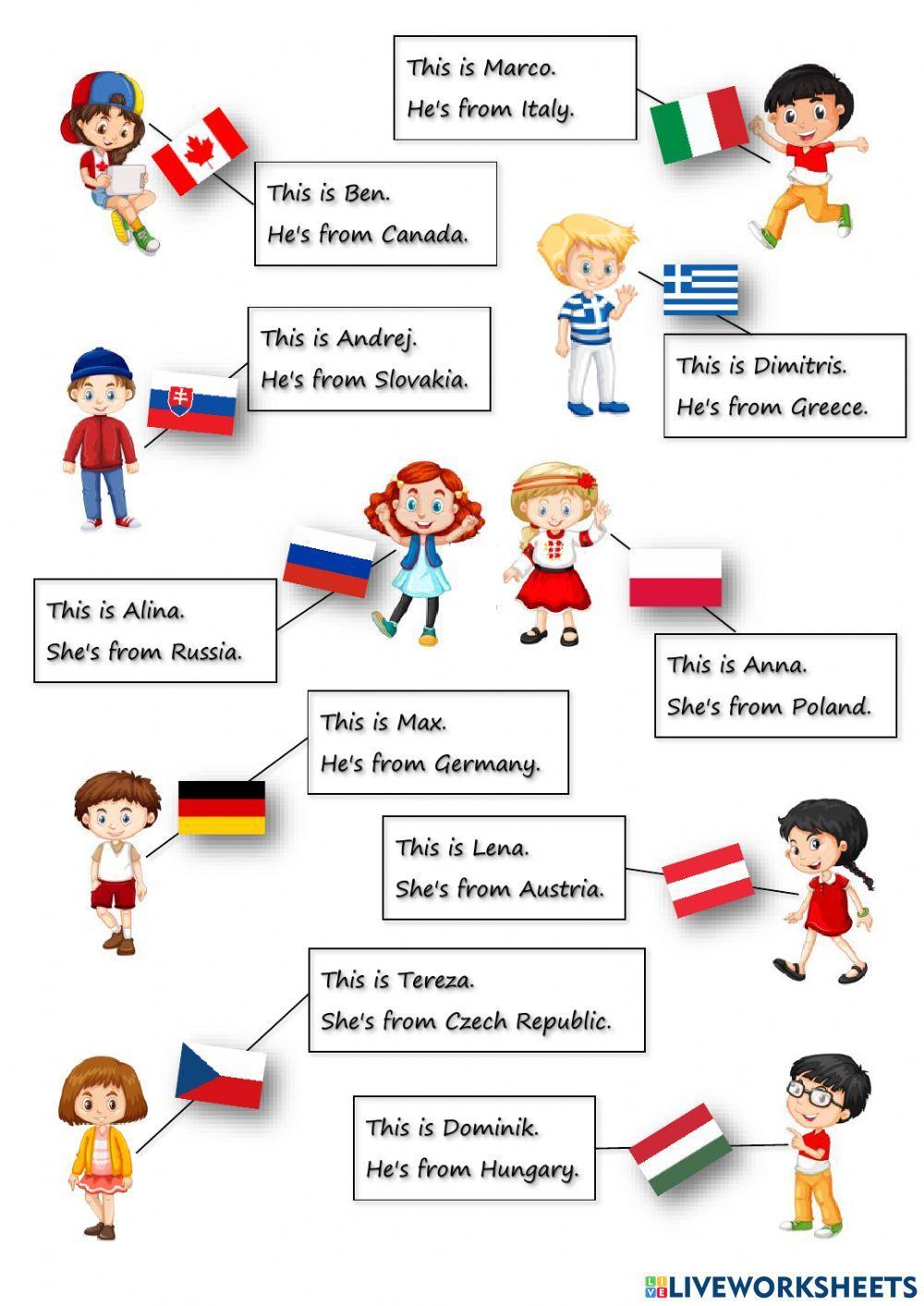 PROJECT 1 Unit 2A - WHERE ARE YOU FROM? (countries)