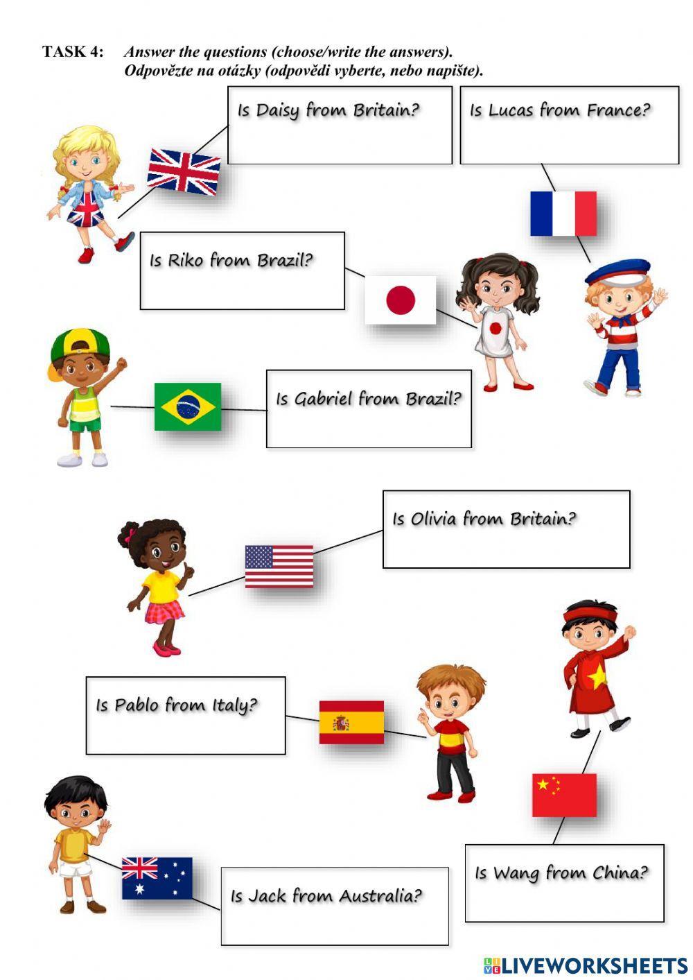 PROJECT 1 Unit 2A - WHERE ARE YOU FROM? (countries)