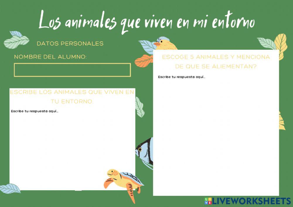 Los animales que viven en mi entorno