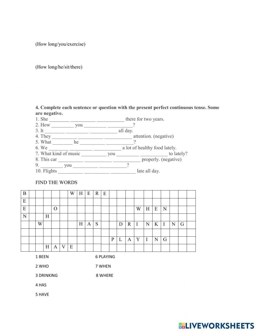 Present perfect continuous