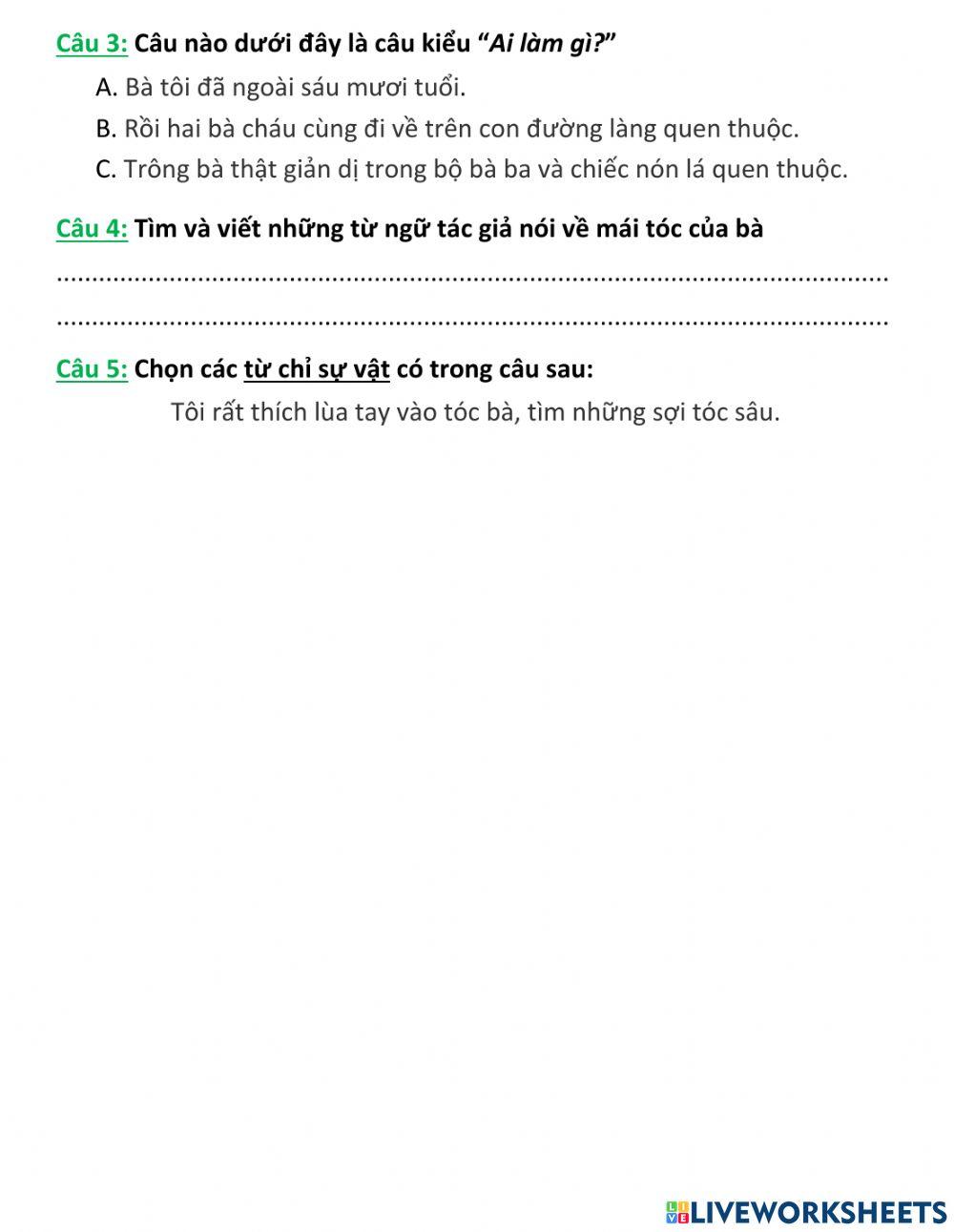 Bài ôn tập cuối tuần 11