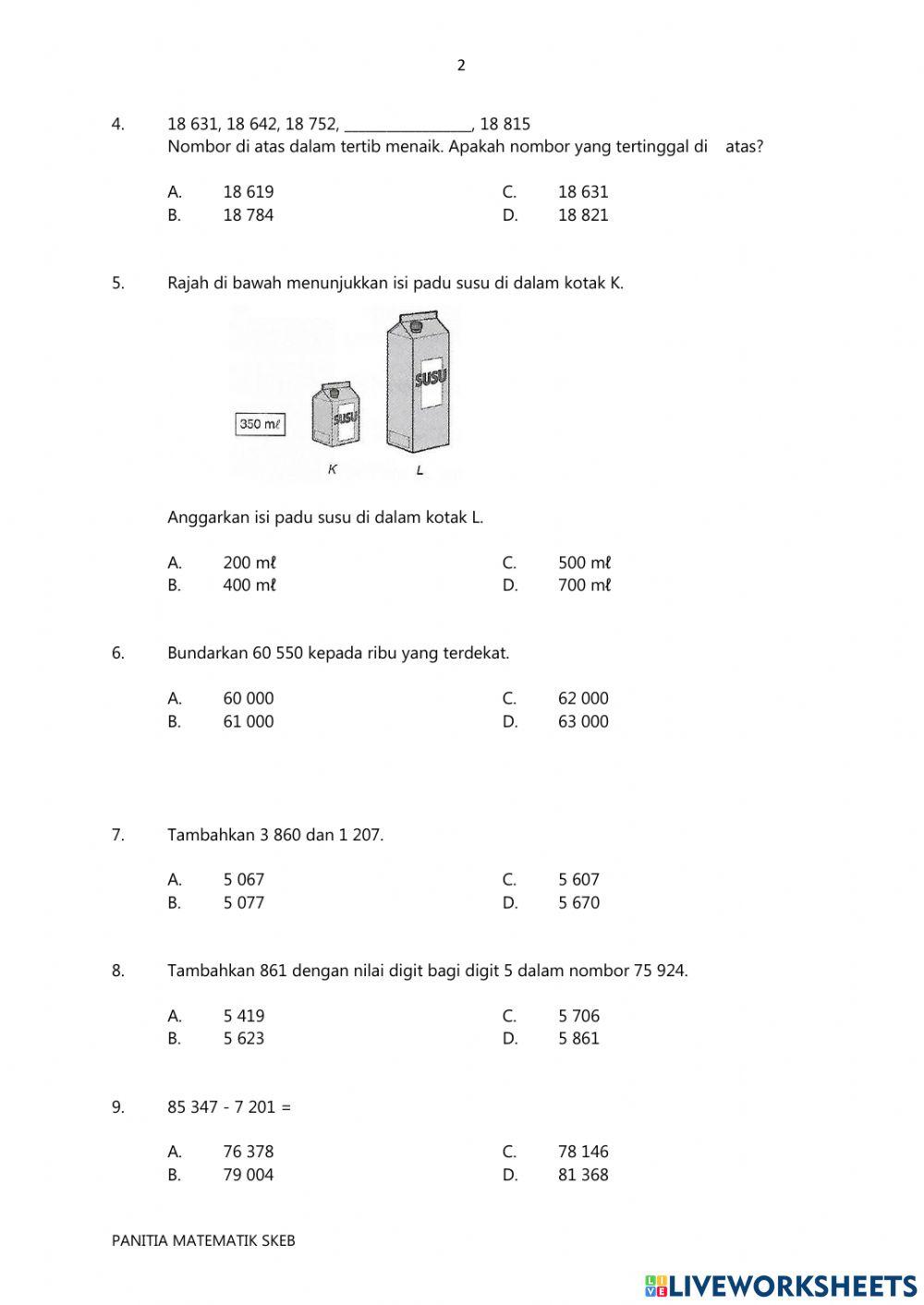 PENILAIAN MATEMATIK TAHUN 4 2021