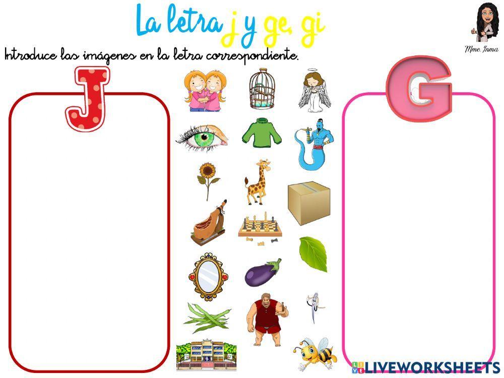 Las letras j y g (e, i)