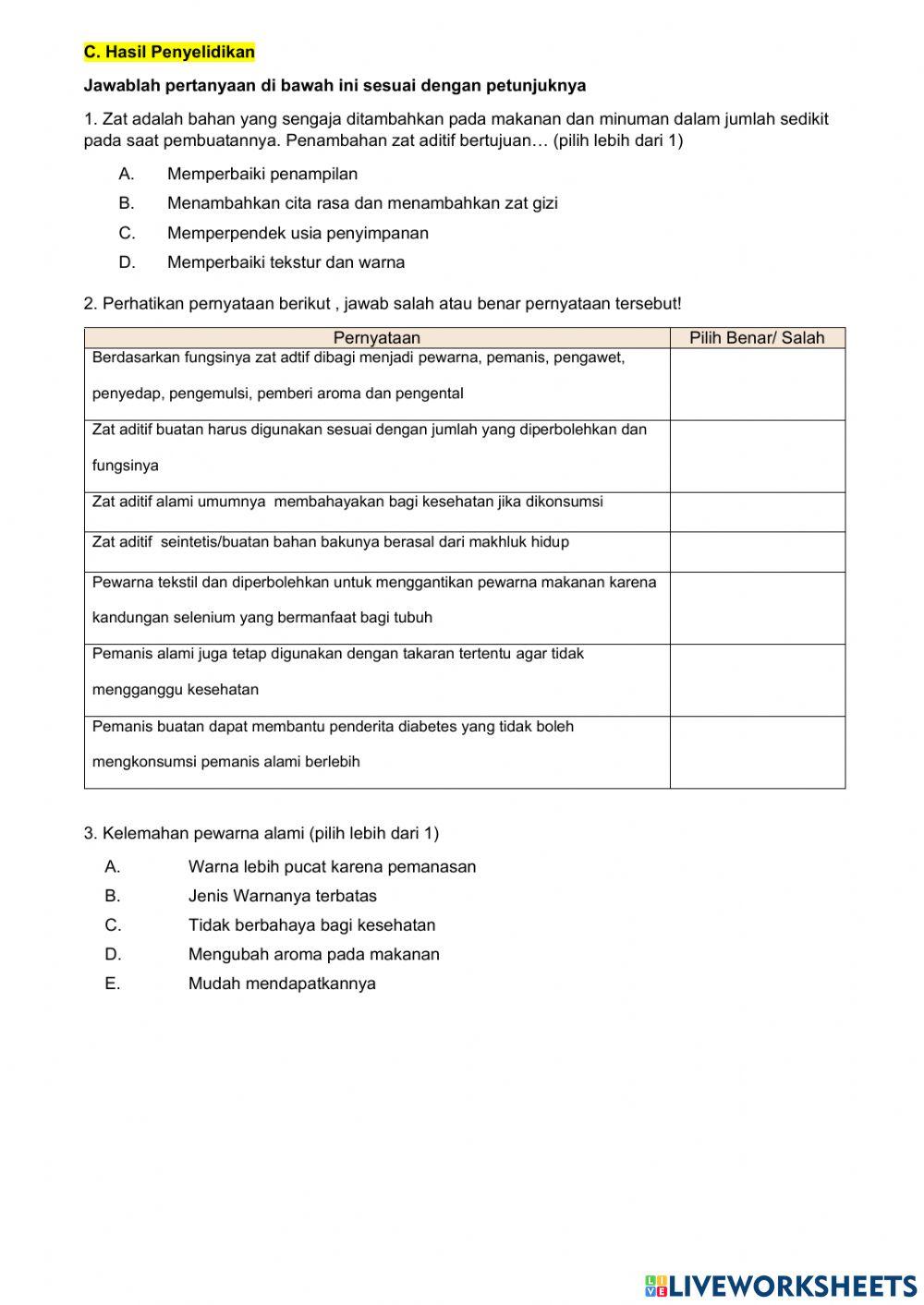 Zat aditif pada makanan & minuman