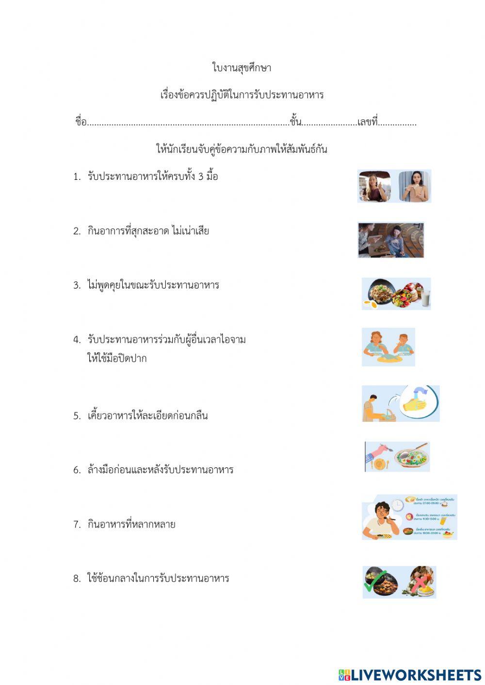 ข้อควรปฏิบัติในการรับประทานอาหาร