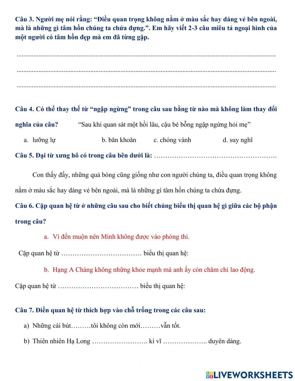 Ôn tập tổng hợp tuần 10