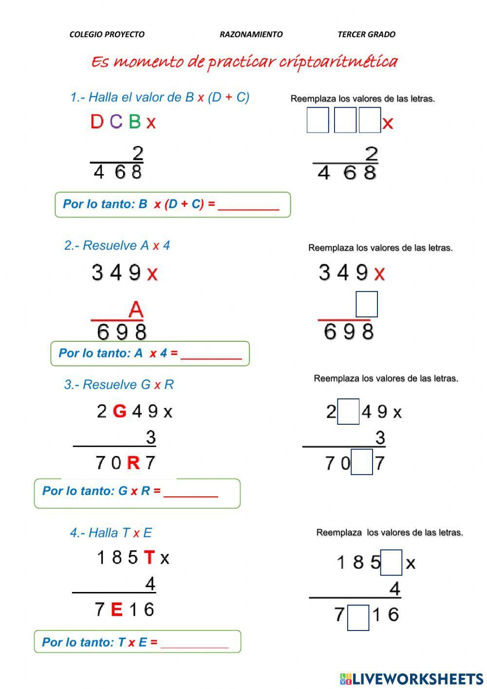 Criptoaritmética de multiplicación
