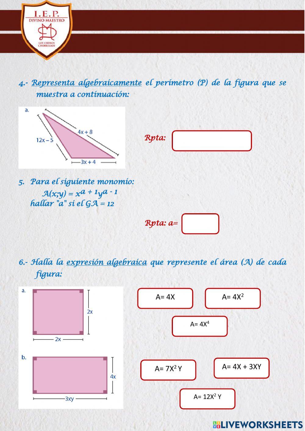 Operaciones con monomios