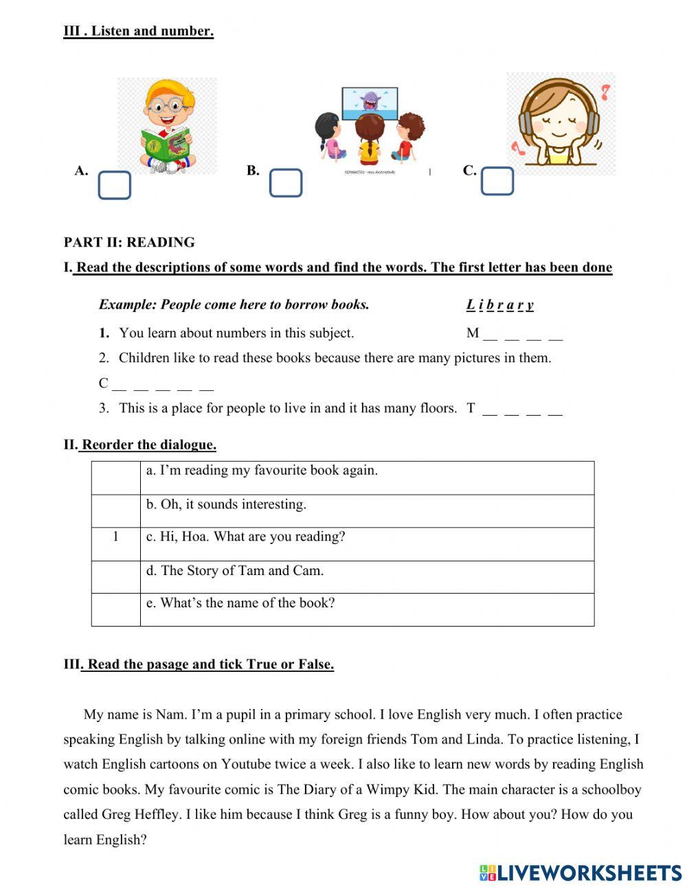 Review 1 - Week 11 - English 5 - kèm file listening