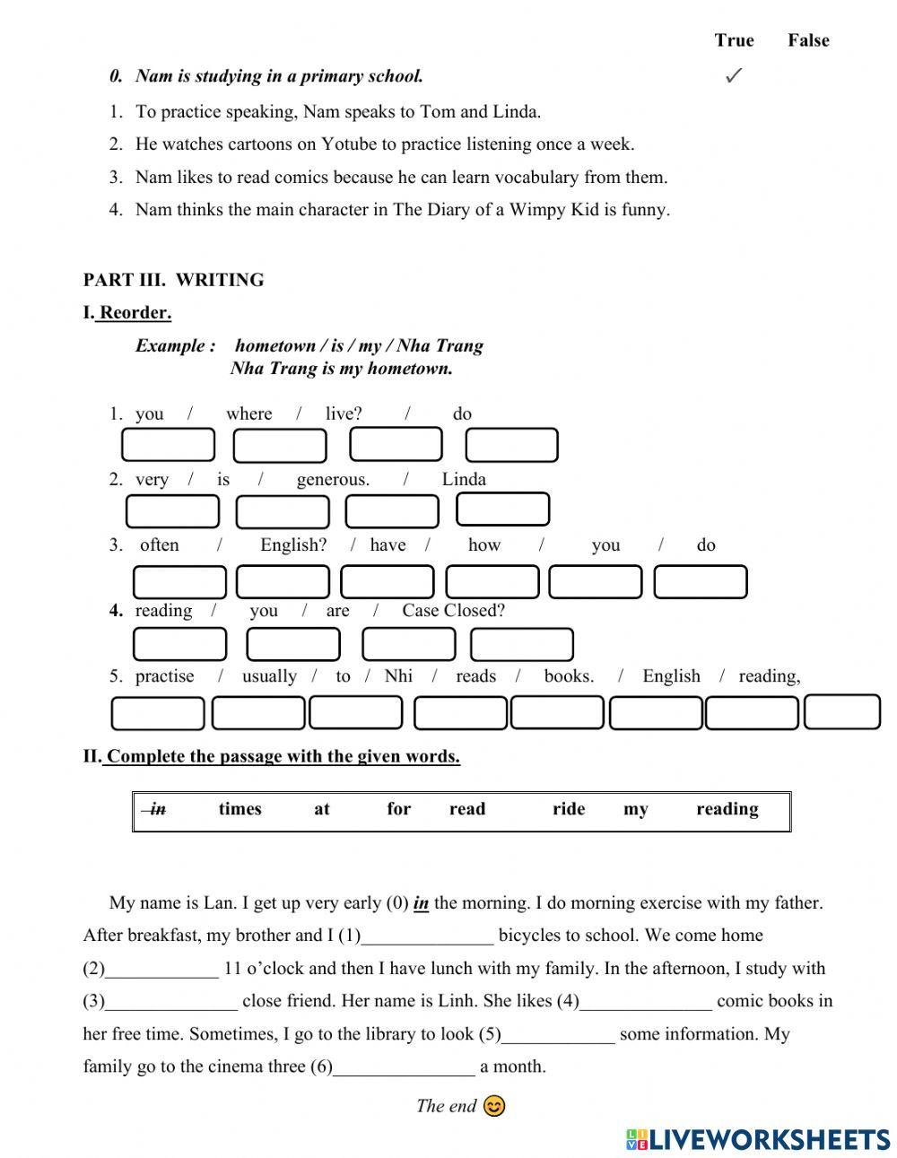 Review 1 - Week 11 - English 5 - kèm file listening
