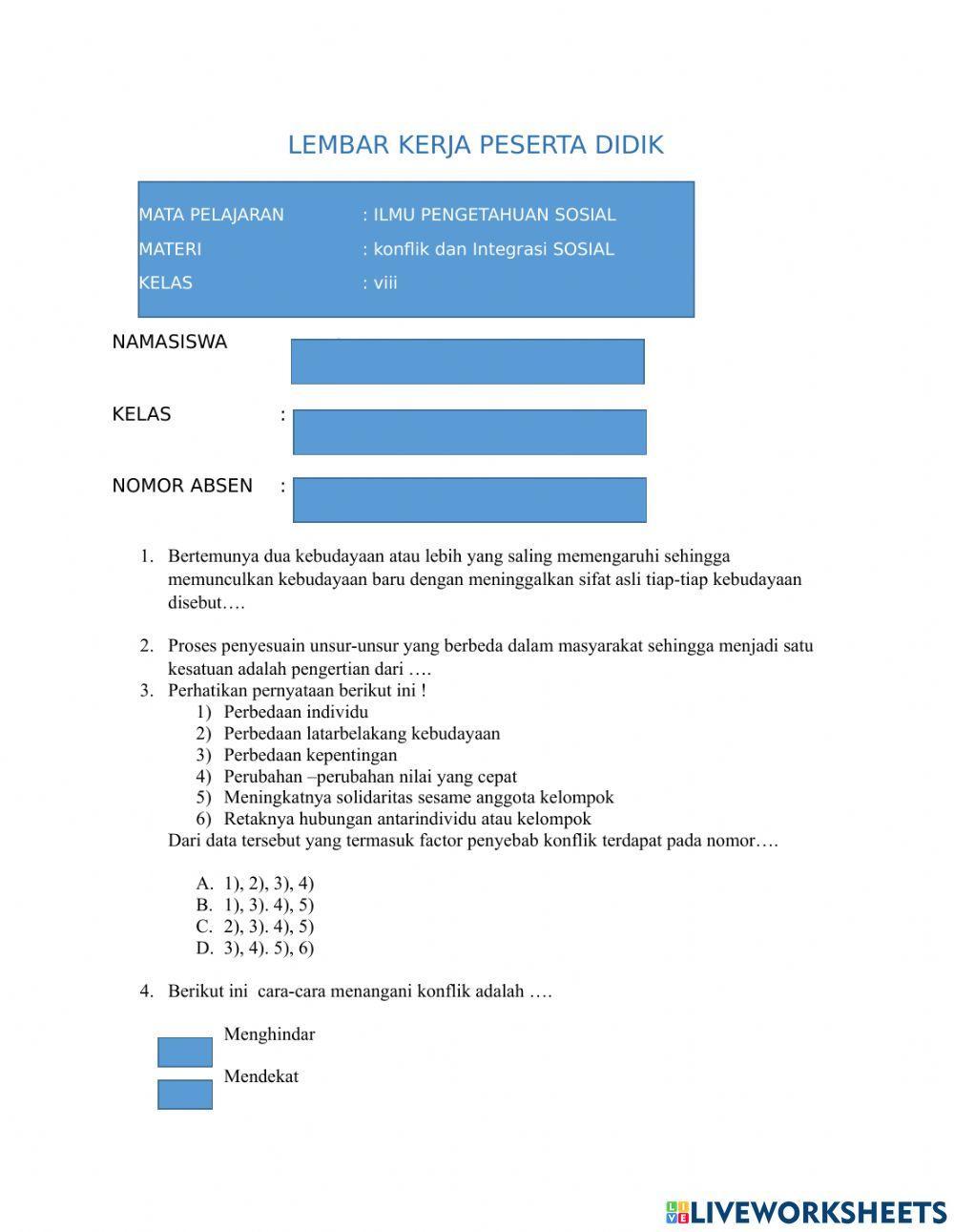 LKPD Integrasi dan Konflik