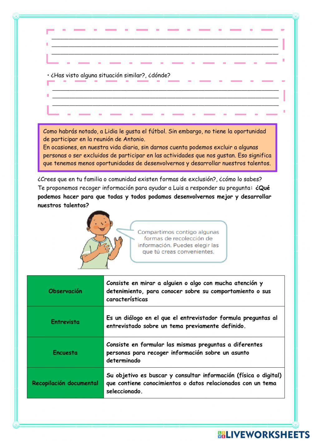 Identificamos situaciones de inclusión