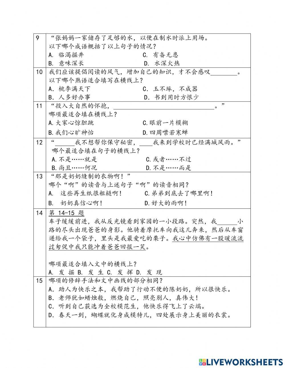 6年级华文语文知识2