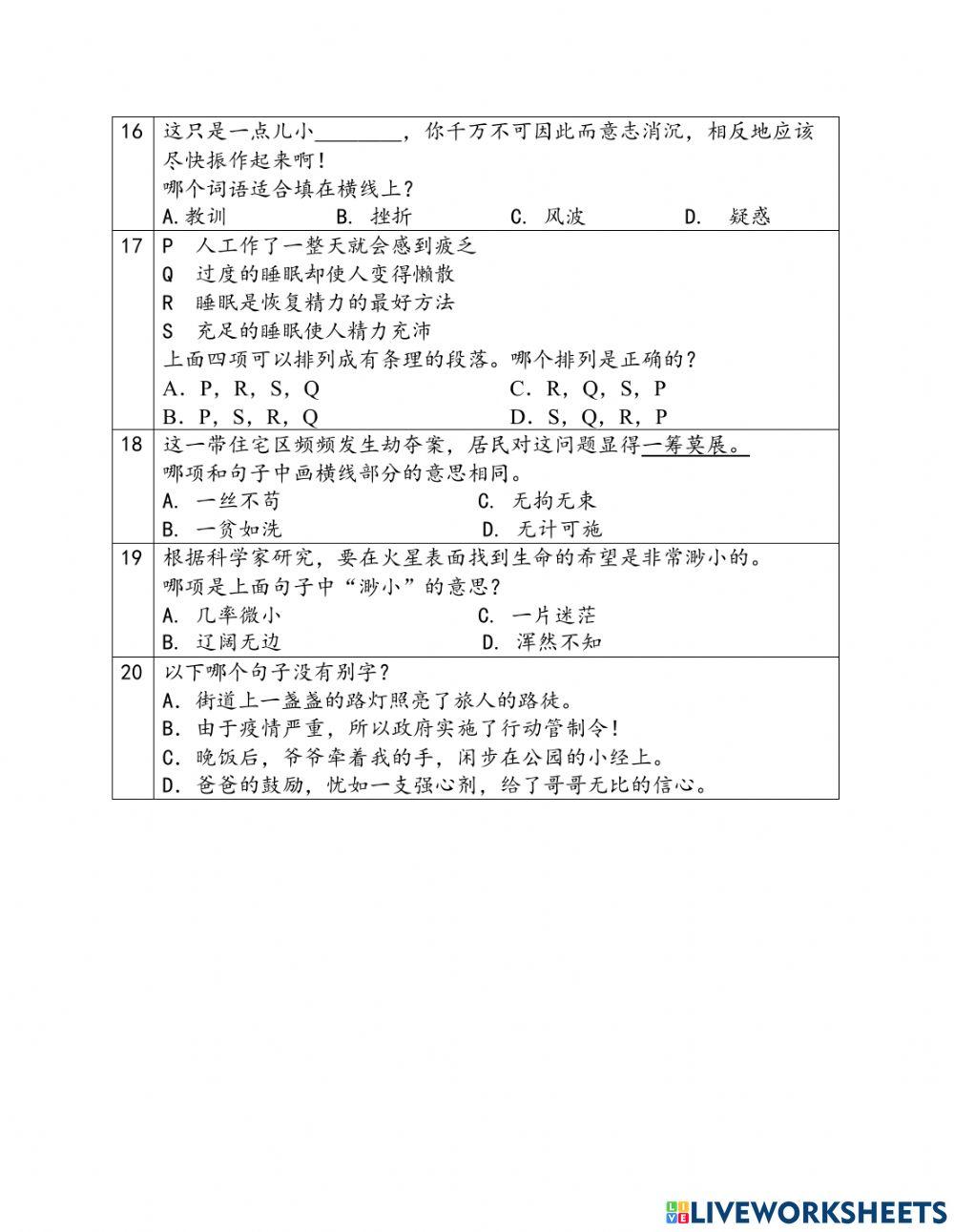 6年级华文语文知识2