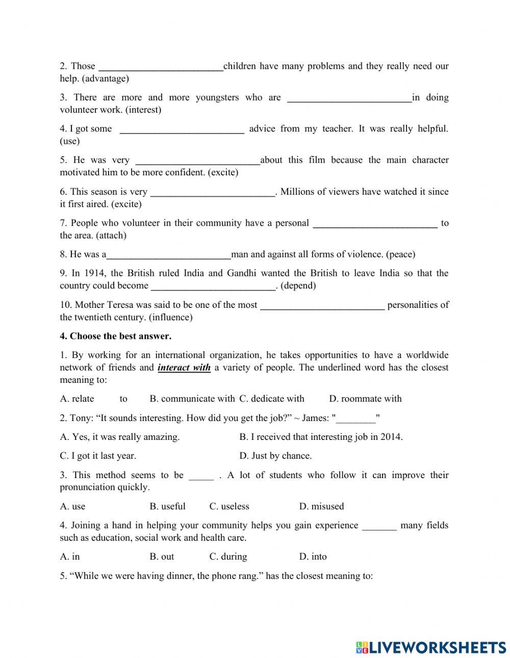 UNIT 4: fOR A BETTER COMMUNITY