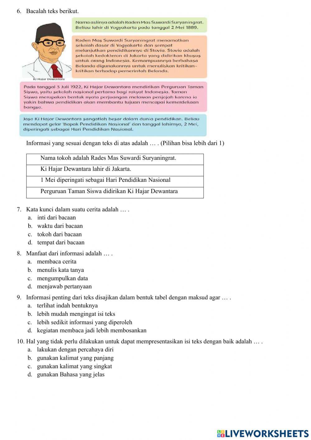 Latihan Soal Tema 5 Bahasa Indonesia
