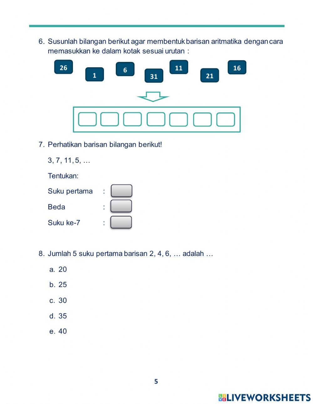 Barisan aritmatika xi