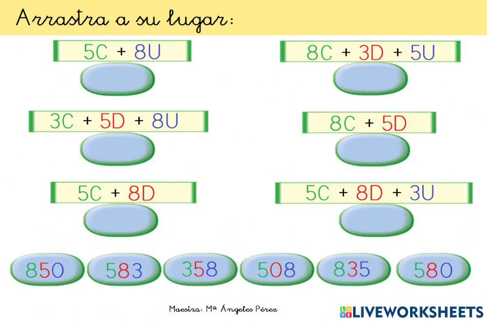 escritura números 3 cifras