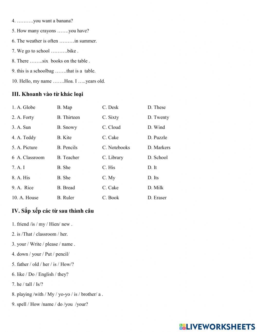 Bài tập nâng cao tiếng anh