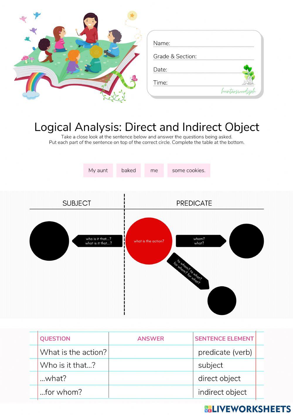 Logical Analysis - Sentence Analysis - HuntersWoodsPH.com Worksheet